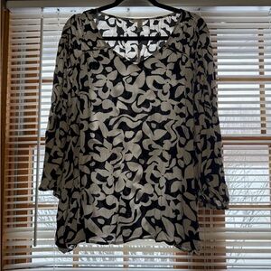 Terra & Sky Black and White Patterned Blouse